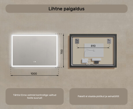 Disaineri taustavalgustusega LED-vannitoa peegel 100x70cm kahe värvi, puutetundliku lüliti, Demister, Bluetooth-kõlariga - L141 #8