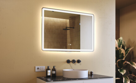 Disaineri taustavalgustusega LED-vannitoa peegel 100x70cm kahe värvi, puutetundliku lüliti, Demister, Bluetooth-kõlariga - L141