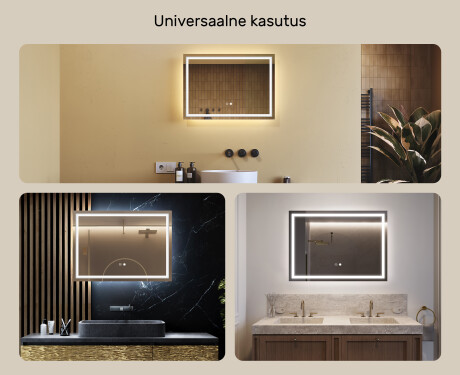 Disaineri taustavalgustusega LED-vannitoa peegel 70x50cm, kahe värvi, puutetundliku lüliti, Demister - L49 #2