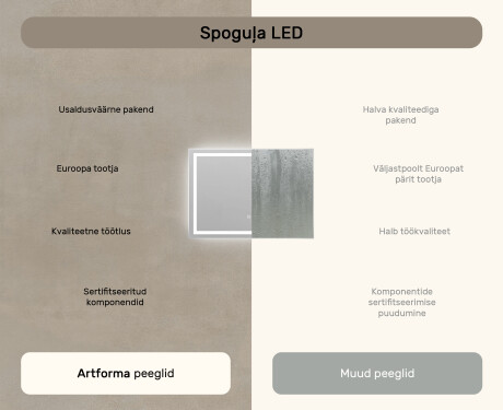 Disaineri taustavalgustusega LED-vannitoa peegel 70x50cm, kahe värvi, puutetundliku lüliti, Demister - L49 #7