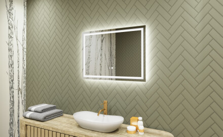 Disaineri taustavalgustusega LED-vannitoa peegel 70x50cm, kahe värvi, puutetundliku lüliti, Demister - L49