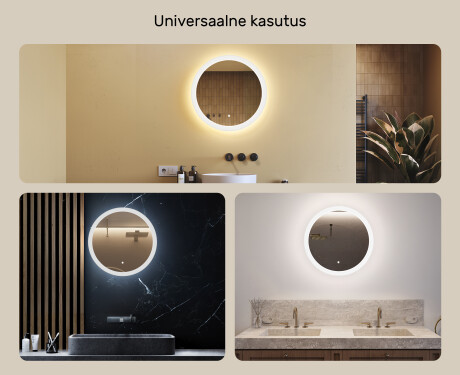 Ümmargune vannitoa peegel LED-valgusega 60cm kahe värviga, puutetundlik lüliti #2