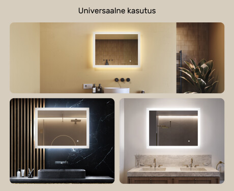 Ristkülikukujuline vannitoa peegel LED-valgustusega 80x60cm, Dual color, Touch Switch #2