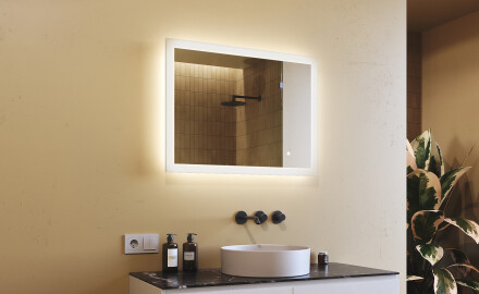 Ristkülikukujuline vannitoa peegel LED-valgustusega 80x60cm, Dual color, Touch Switch