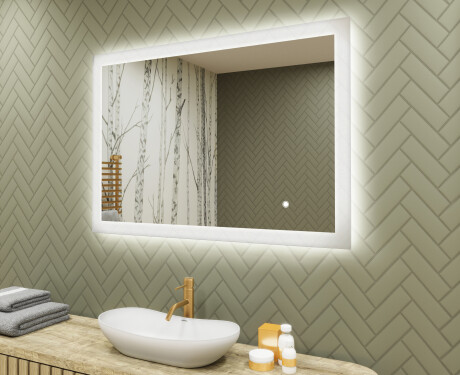 Valgustatud ristkülikukujuline vannitoa peegel 100x70cm Dual color, Touch Switch