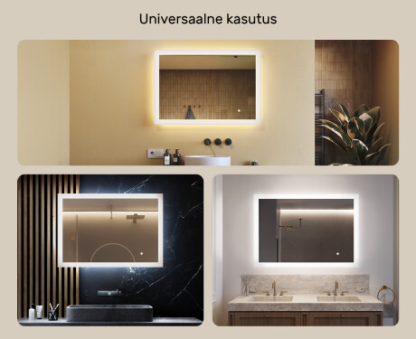 Valgustatud ristkülikukujuline vannitoa peegel 100x70cm Dual color, Touch Switch #2