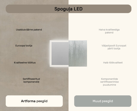 Valgustatud ristkülikukujuline vannitoa peegel 100x70cm Dual color, Touch Switch #6