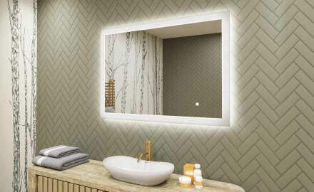 Valgustatud ristkülikukujuline vannitoa peegel 100x70cm Dual color, Touch Switch