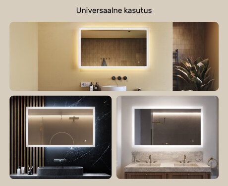 Ristkülikukujuline taustavalgustusega vannitoa peegel 120x70cm, Dual color, Touch Switch #2