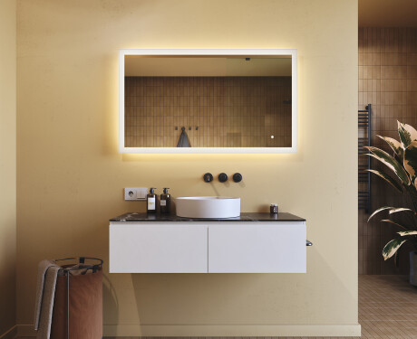 Ristkülikukujuline taustavalgustusega vannitoa peegel 120x70cm, Dual color, Touch Switch #8