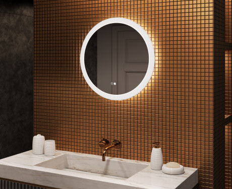 Ümmargune LED-valgustusega vannitoa peegel 60cm, Dual color, Touch Switch, Demister