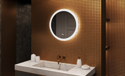 Ümmargune LED-valgustusega vannitoa peegel 60cm, Dual color, Touch Switch, Demister