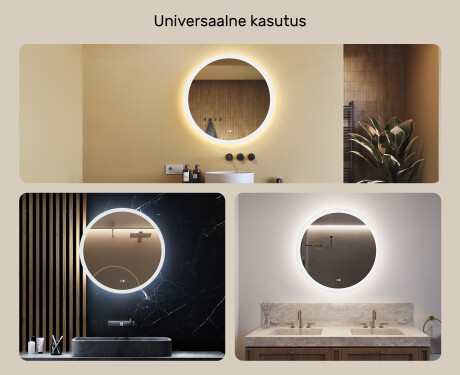 Ümmargune LED-valgustusega vannitoa peegel 80cm, Dual color, Touch Switch, Demister #2