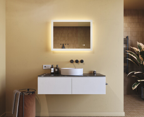 Ristkülikukujuline LED-valgustusega vannitoa peegel 80x60cm, Dual color, Touch Switch, Demister #8