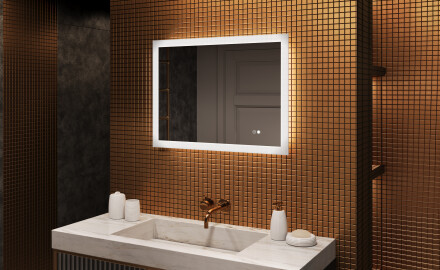 Ristkülikukujuline LED-valgustusega vannitoa peegel 80x60cm, Dual color, Touch Switch, Demister