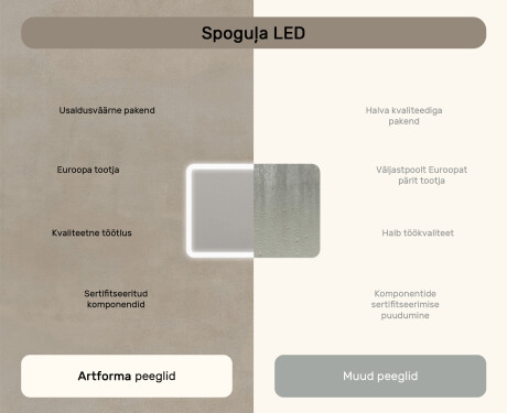 Ümar vannitoapeegel LED‑valgustusega, 100×70 cm, kahevärviline, puute‑lüliti, soojendusmatt #7