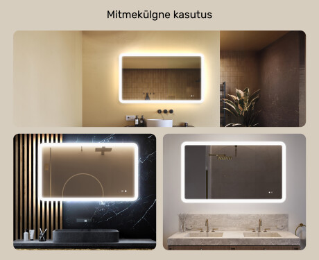 Ümar vannitoapeegel LED‑valgustusega, 120×70 cm, kahevärviline, puute‑lüliti, soojendusmatt #2
