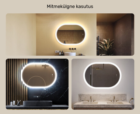 Valgustusega vannitoapeegel, 100×70 cm, kahevärviline, puute‑lüliti, soojendusmatt #2
