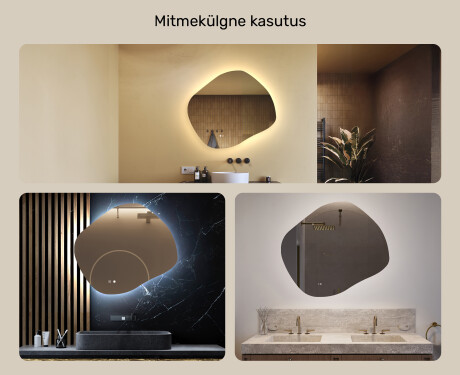 Vannitoa peegel valgustusega, 84×74 cm, kahevärviline, puute‑lüliti, soojendusmatt #2