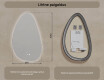 Ebaühtlane peegel valgustusega, 64×104 cm, kahevärviline, puute‑lüliti, soojendusmatt #8