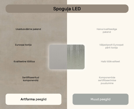 Ümar vannitoapeegel LED‑valgustusega, 100×70 cm, kahevärviline, puute‑lüliti, soojendusmatt #7