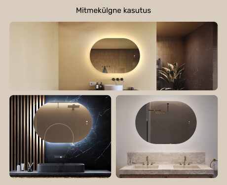 Valgustusega vannitoapeegel, 100×70 cm, kahevärviline, puute‑lüliti, soojendusmatt #2