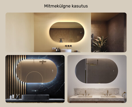 Valgustusega vannitoapeegel, 120×70 cm, kahevärviline, puute‑lüliti, soojendusmatt #2