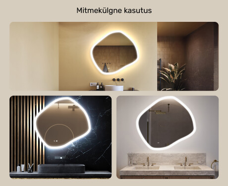 Vannitoa peegel valgustusega, 104×94 cm, kahevärviline, puute‑lüliti, soojendusmatt #2