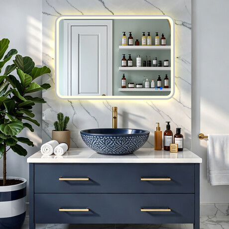 Ümar LED-valgustusega peegel - 80x60/100x70/120x70 cm hõbedases alumiiniumraamis #4