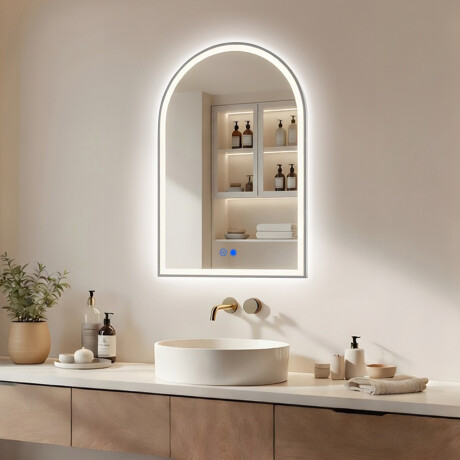 Ebakorrapärase kujuga LED-taustvalgustusega peegel – 60x90/70x100 cm hõbedases alumiiniumraamis #1