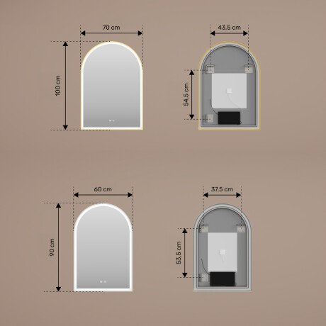 Ebakorrapärase kujuga LED-taustvalgustusega peegel – 60x90/70x100 cm hõbedases alumiiniumraamis #3