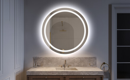 Ümmargune taustavalgustusega LED-vannitoa peegel L33