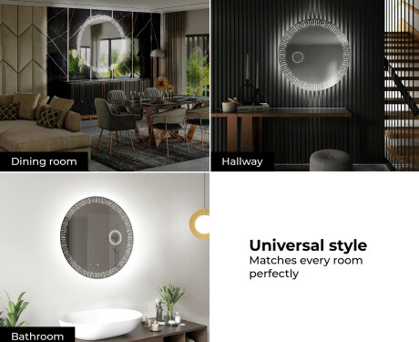 Ümmargune taustavalgustusega LED vannitoa peegel L35 #9