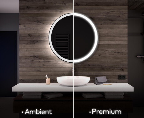 Ümmargune taustavalgustusega LED-vannitoa peegel L76