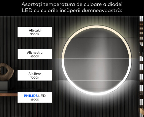 Ümmargune taustavalgustusega LED-vannitoa peegel L76 #6