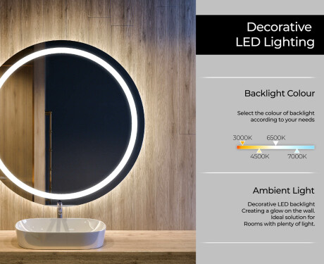 Ümmargune taustavalgustusega LED-vannitoa peegel L76 #4