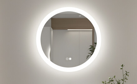 Ümmargune LED-valgustusega vannitoa peegel 60cm, Dual color, Touch Switch, Demister
