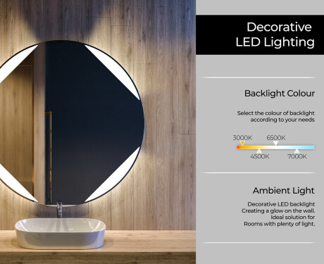 Ümmargune LED-vannitoa peegel L114 Ümmargune LED-vannitoa peegel L114 #4