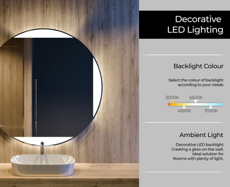 Ümmargune taustavalgustusega LED-vannitoa peegel L116 #4