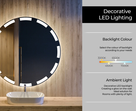 Ümmargune taustavalgustusega LED-vannitoa peegel L117 #4