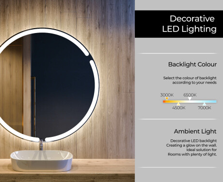 Ümmargune taustavalgustusega LED-vannitoa peegel L119 #4