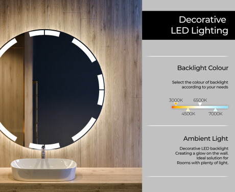 Ümmargune taustavalgustusega LED-vannitoa peegel L120 #4