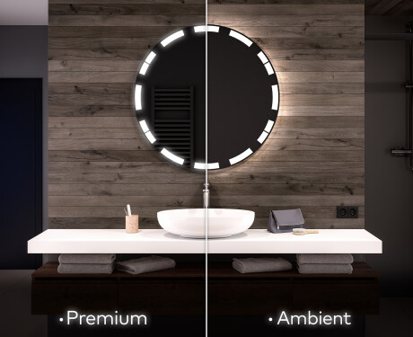 Ümmargune taustavalgustusega LED-vannitoa peegel L121