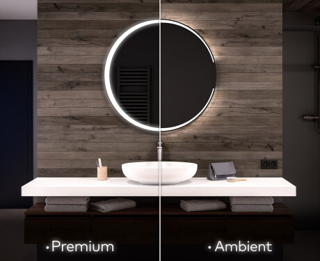 Ümmargune taustavalgustusega LED-vannitoa peegel L123