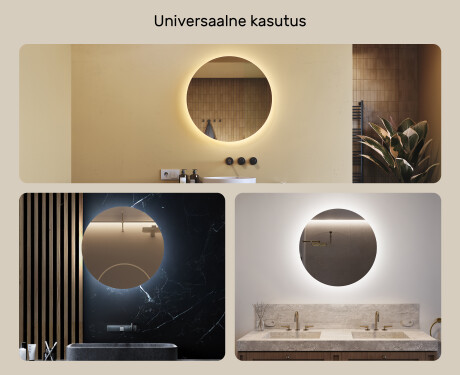 Ümmargune tagantjärele valgustatud LED-vannitoa peegel 70cm jaheda LED-värviga 7000K, sooja värviga 3000K või neutraalse värviga 4500K #2