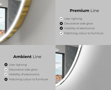 Poolringikujuline peegel LED-valgustusega A222 #2