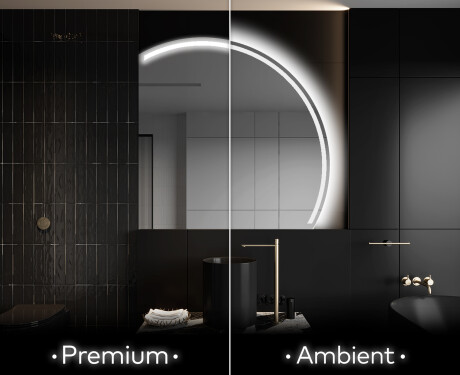 Poolringikujuline LED-valgustusega peegel Q223
