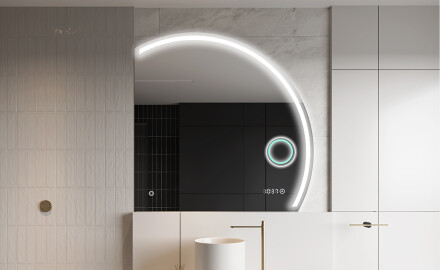 Poolringikujuline LED-valgustusega peegel Q223