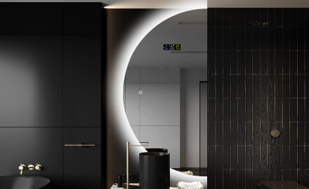 Poolringikujuline LED-valgustusega peegel D221