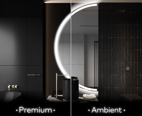 Poolringikujuline peegel LED-valgustusega D222